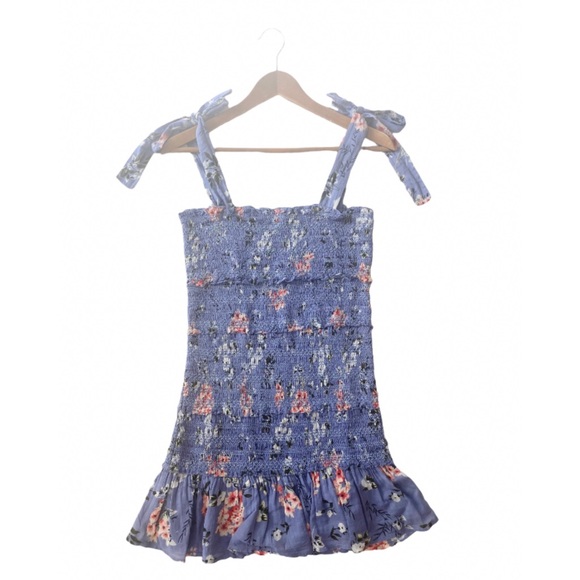 ASTR The Label Anais Floral Smocked Dress Tiered Blue - Picture 13 of 16